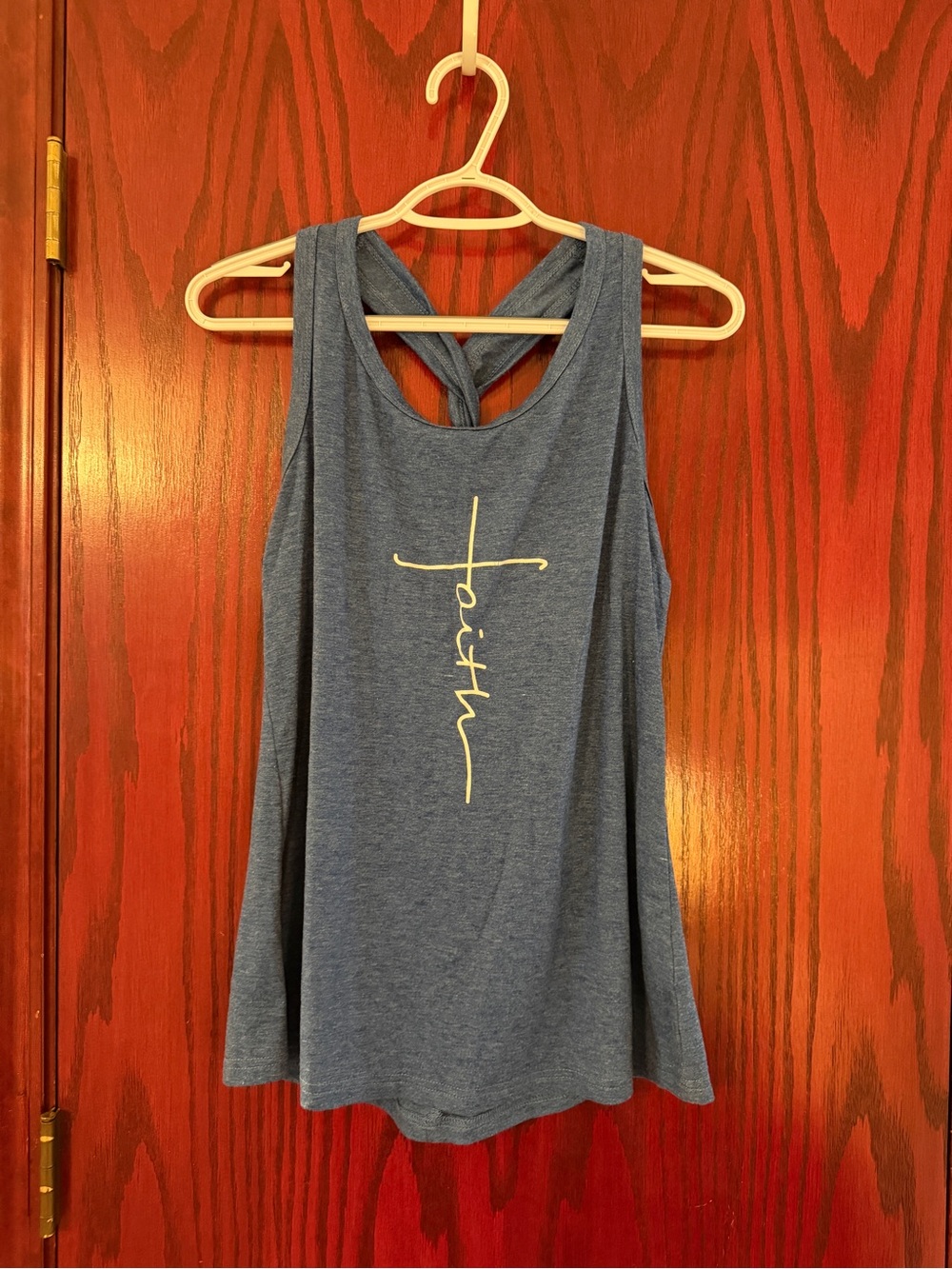 Blue 'Faith' Cross Racerback Tank Top